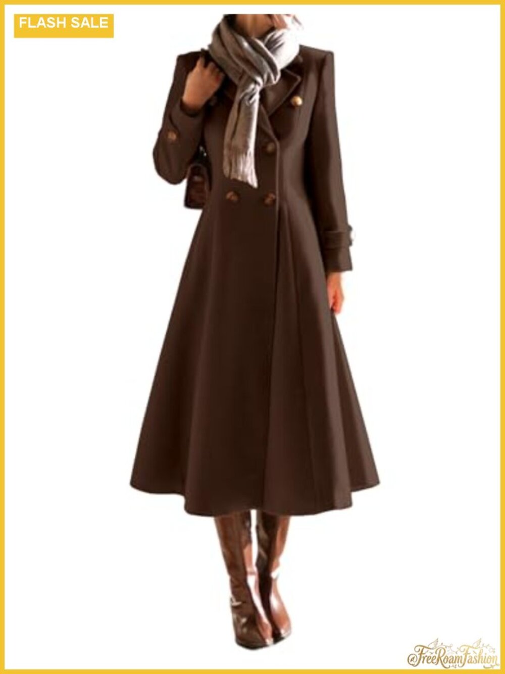 Womens Double Breasted Wool Peacoat Notch Lapel Long Sleeve Winter Trench
